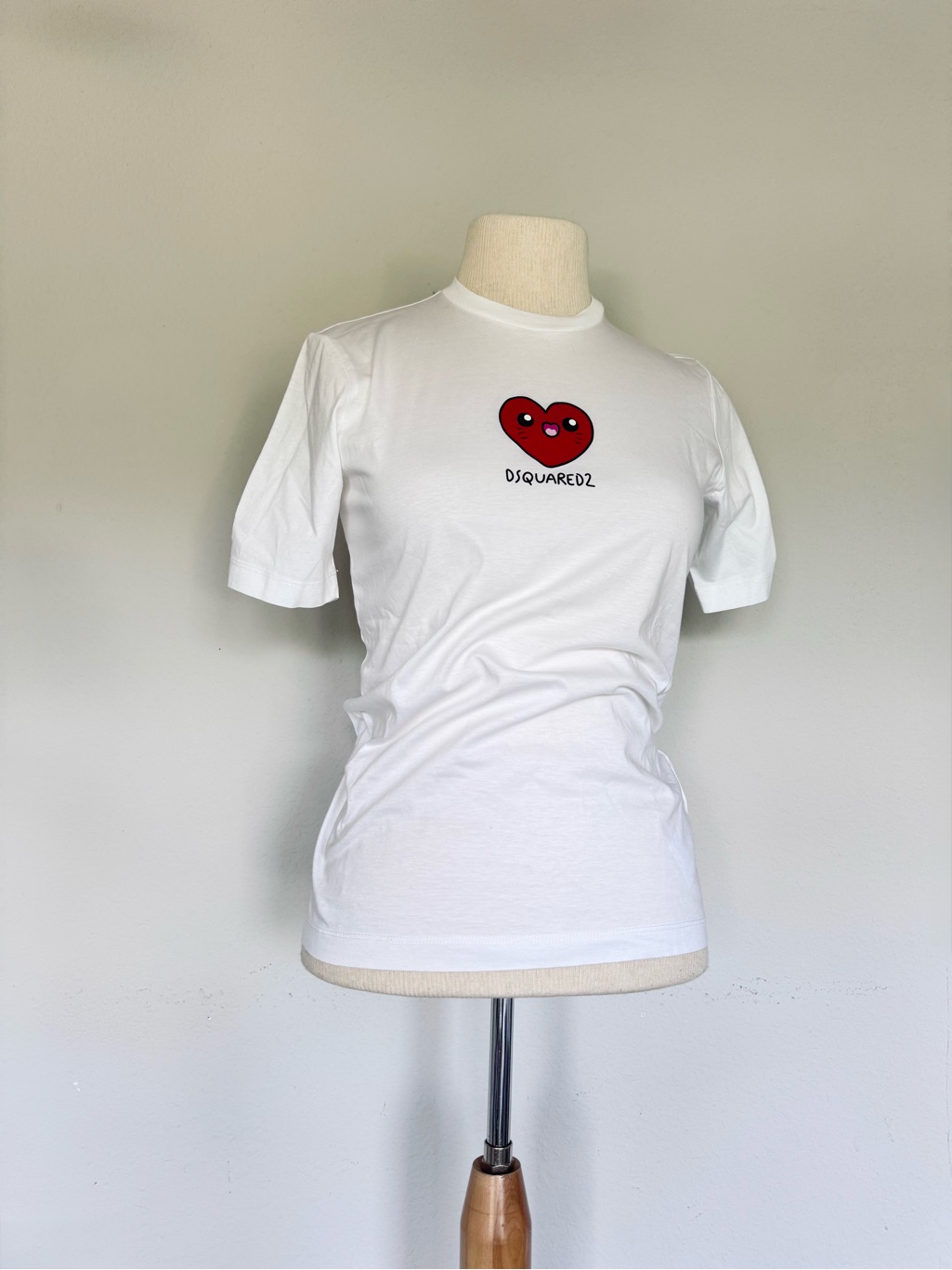 Nwt Dsquared2 White 100% Cotton "Heart Me" Graphic T-Shirt Size Xs